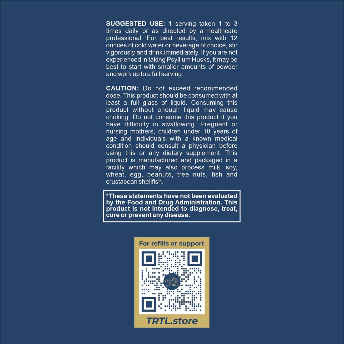 TRTL Psyllium Husk - Powder Formula - 300g - TRTL Supplements