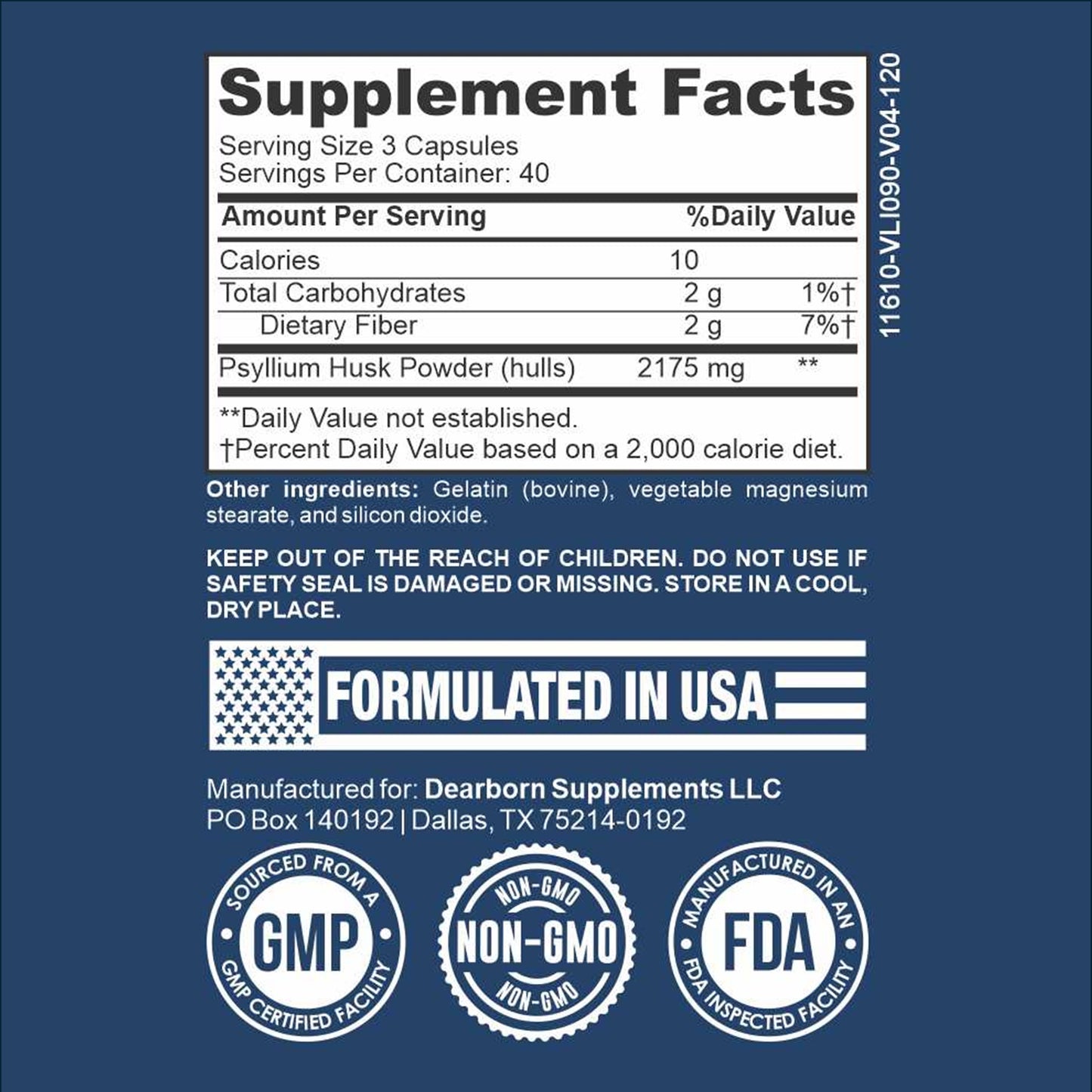 TRTL Psyllium Husk 725mg Capsules 120 Count