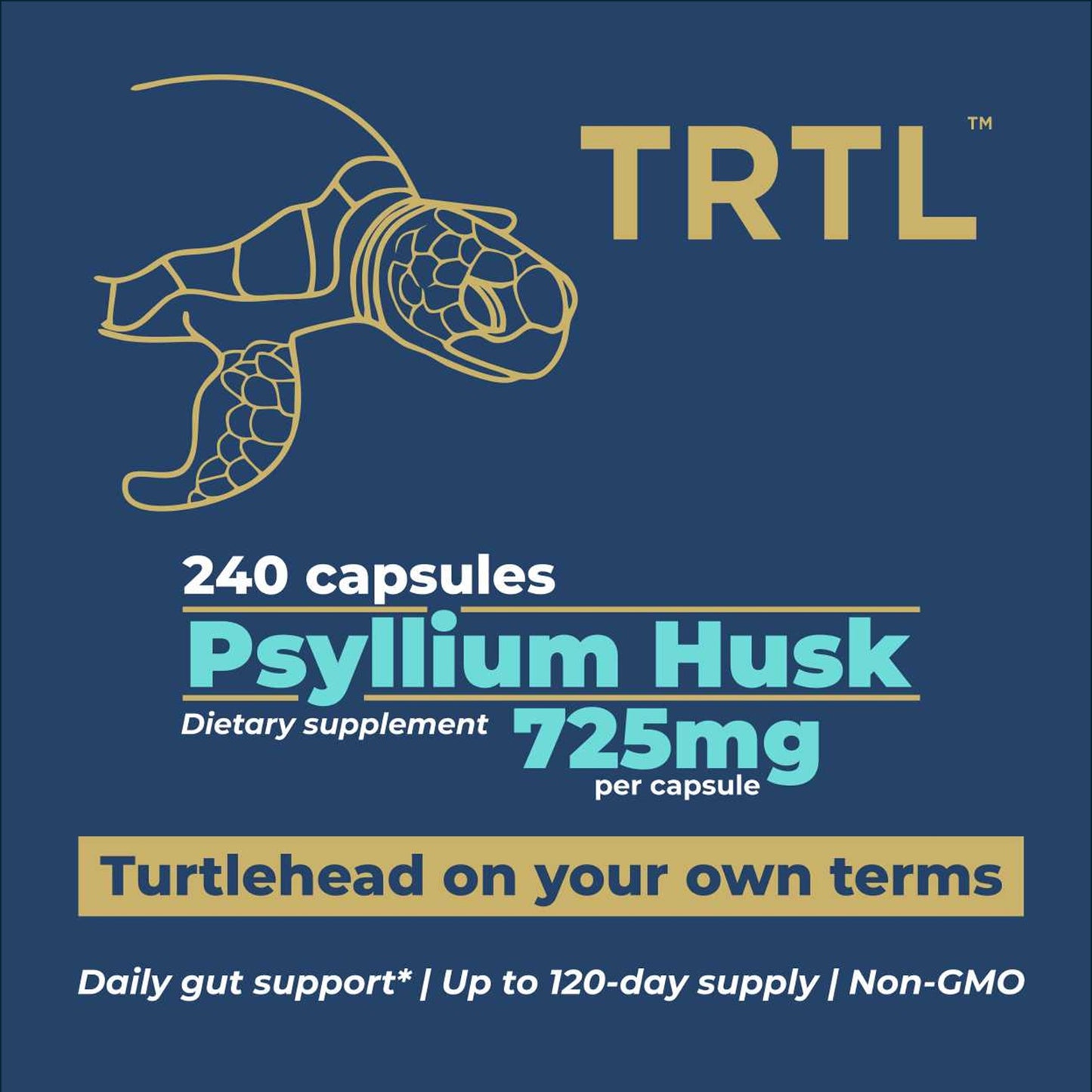 TRTL Psyllium Husk 725mg Capsules 240 Count