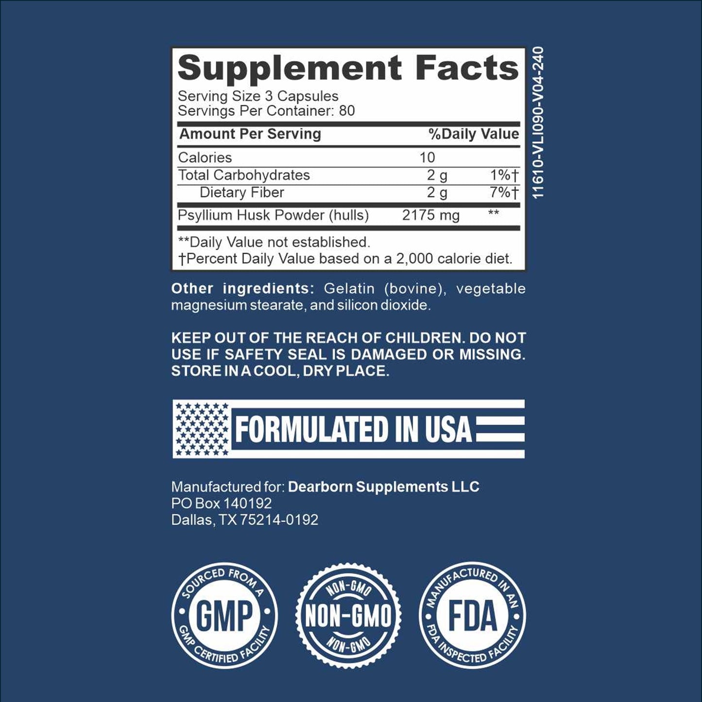 TRTL Psyllium Husk 725mg Capsules 240 Count