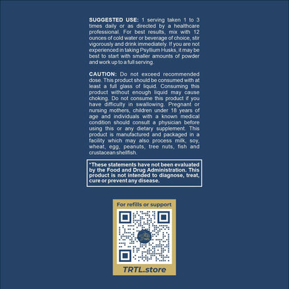 TRTL Psyllium Husk - Powder Formula - 300g - TRTL Supplements