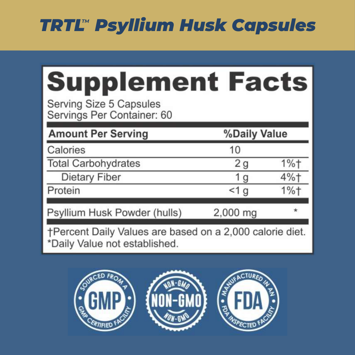 TRTL Psyllium Husk 400mg Capsules 300 Count