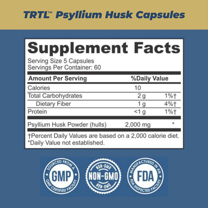 TRTL Psyllium Husk 400mg Capsules 300 Count