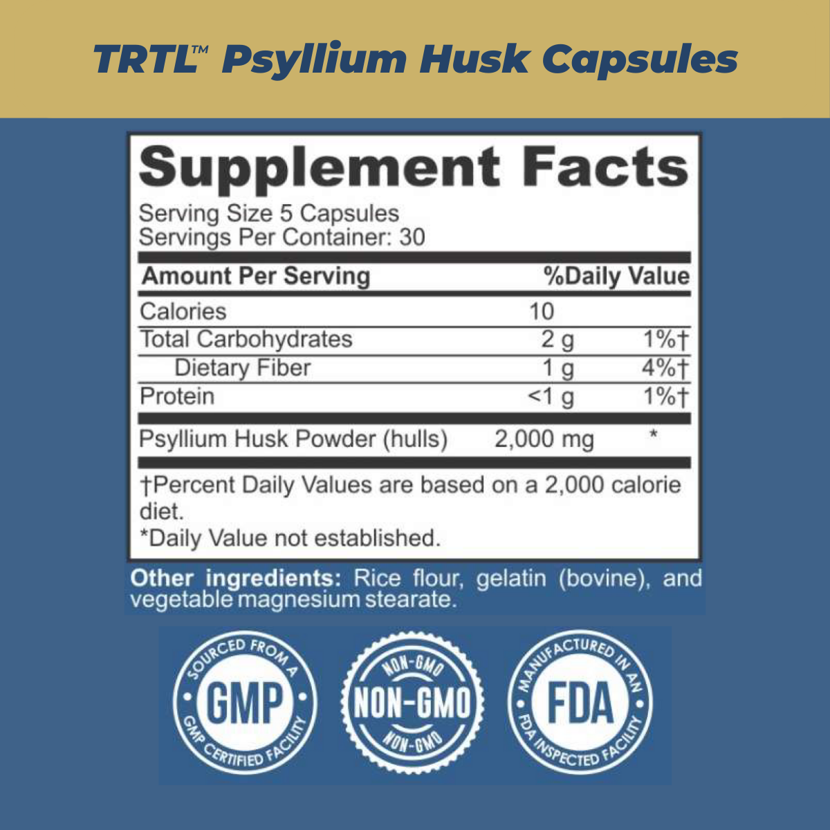 TRTL Psyllium Husk 400mg Capsules 150 Count