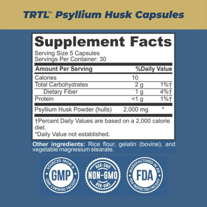 TRTL Psyllium Husk 400mg Capsules 150 Count